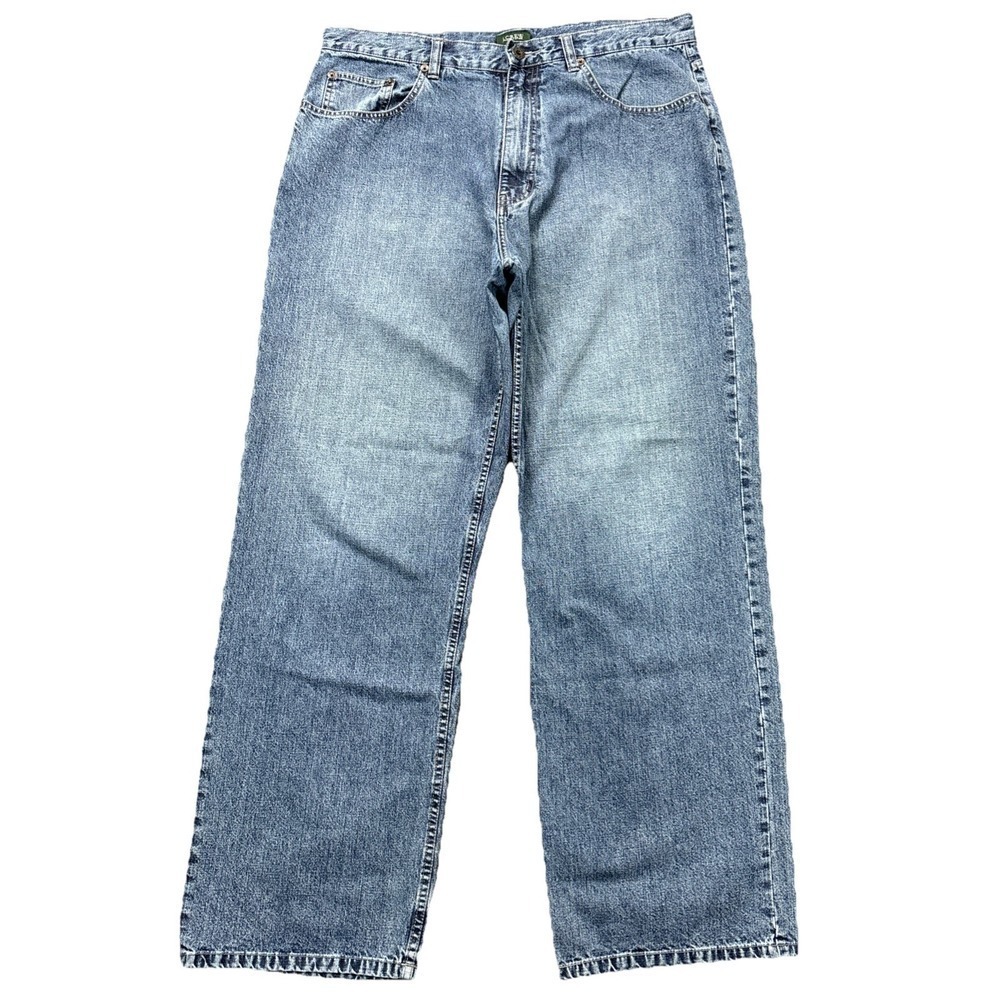 J.Crew Factory jeans mens 36x31 wide leg baggy blue denim Fade Skater University